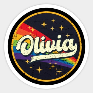 Olivia // Rainbow In Space Vintage Grunge-Style Sticker